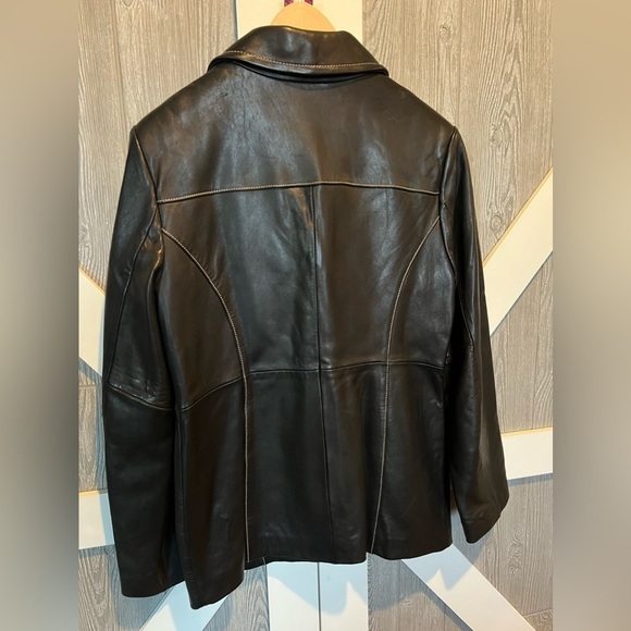 018. MK Women’s Black Leather Jacket GORGEOUS! Length 25” • M - Picture 3 of 10